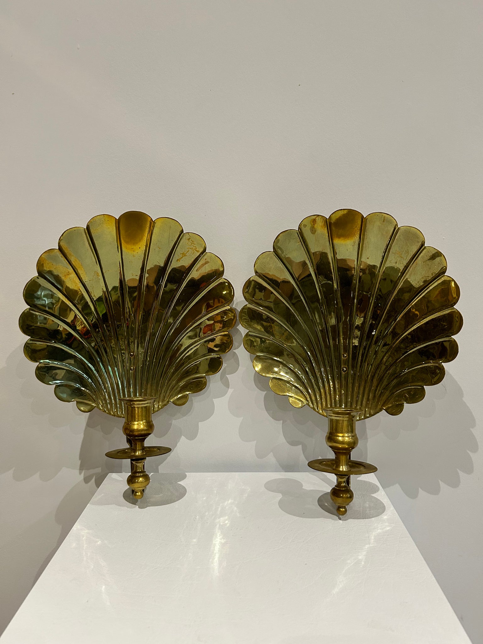 Solid brass seashells wall candle holders