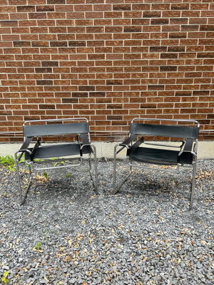 Black Marcel Breuer Wassily style chairs