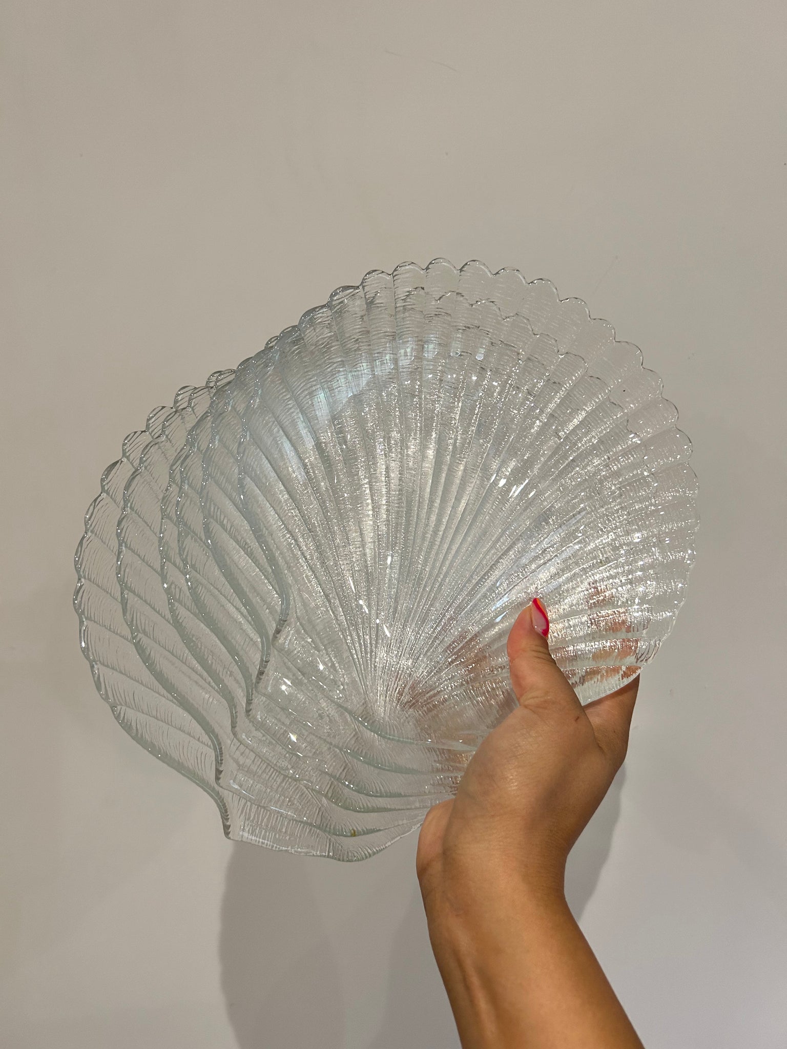 Clear glass seashell plates and bowls