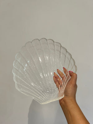 Clear glass seashell plates and bowls