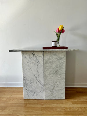Petite table console blanche en marbre