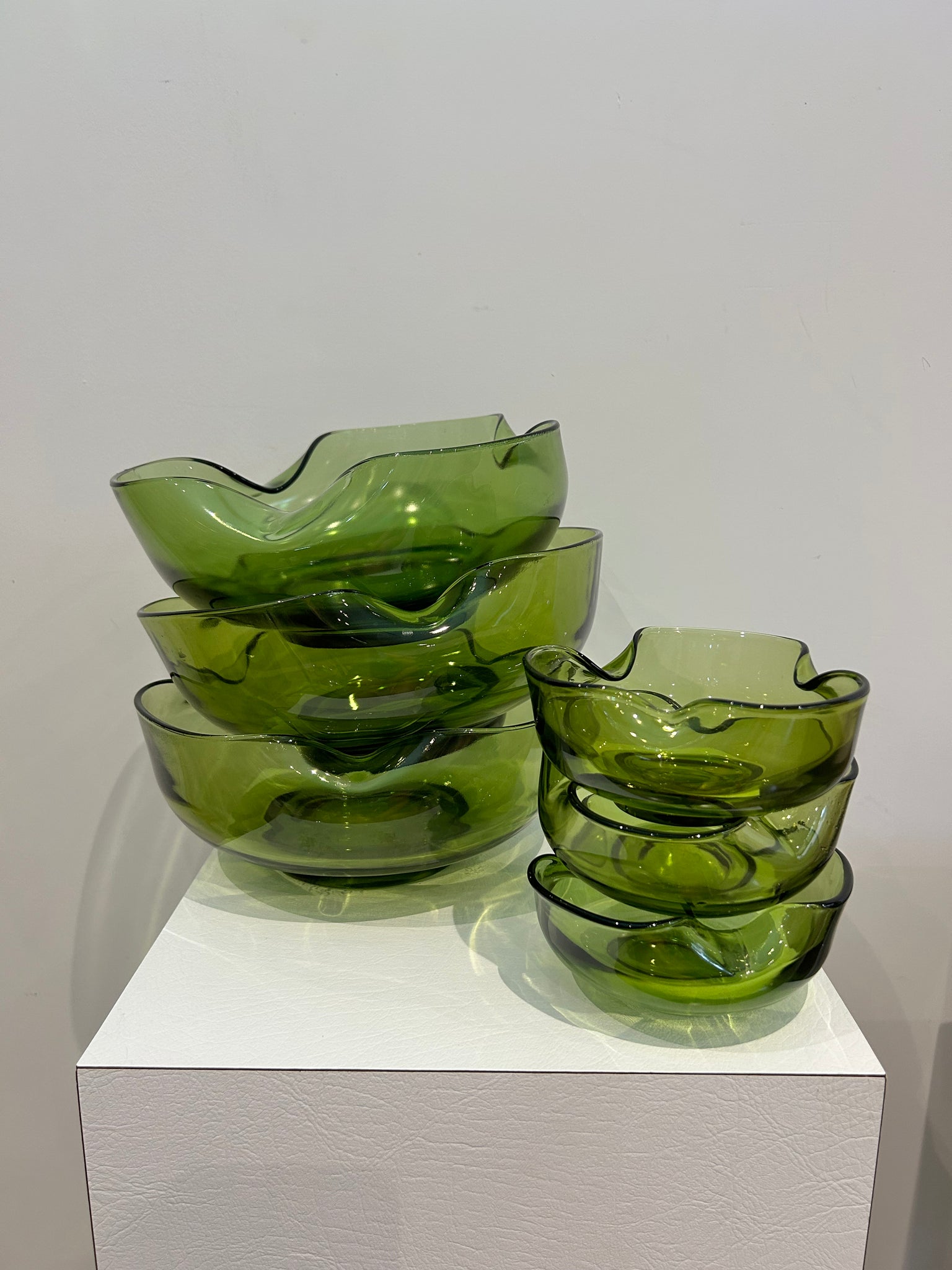 Groovy green glass bowls