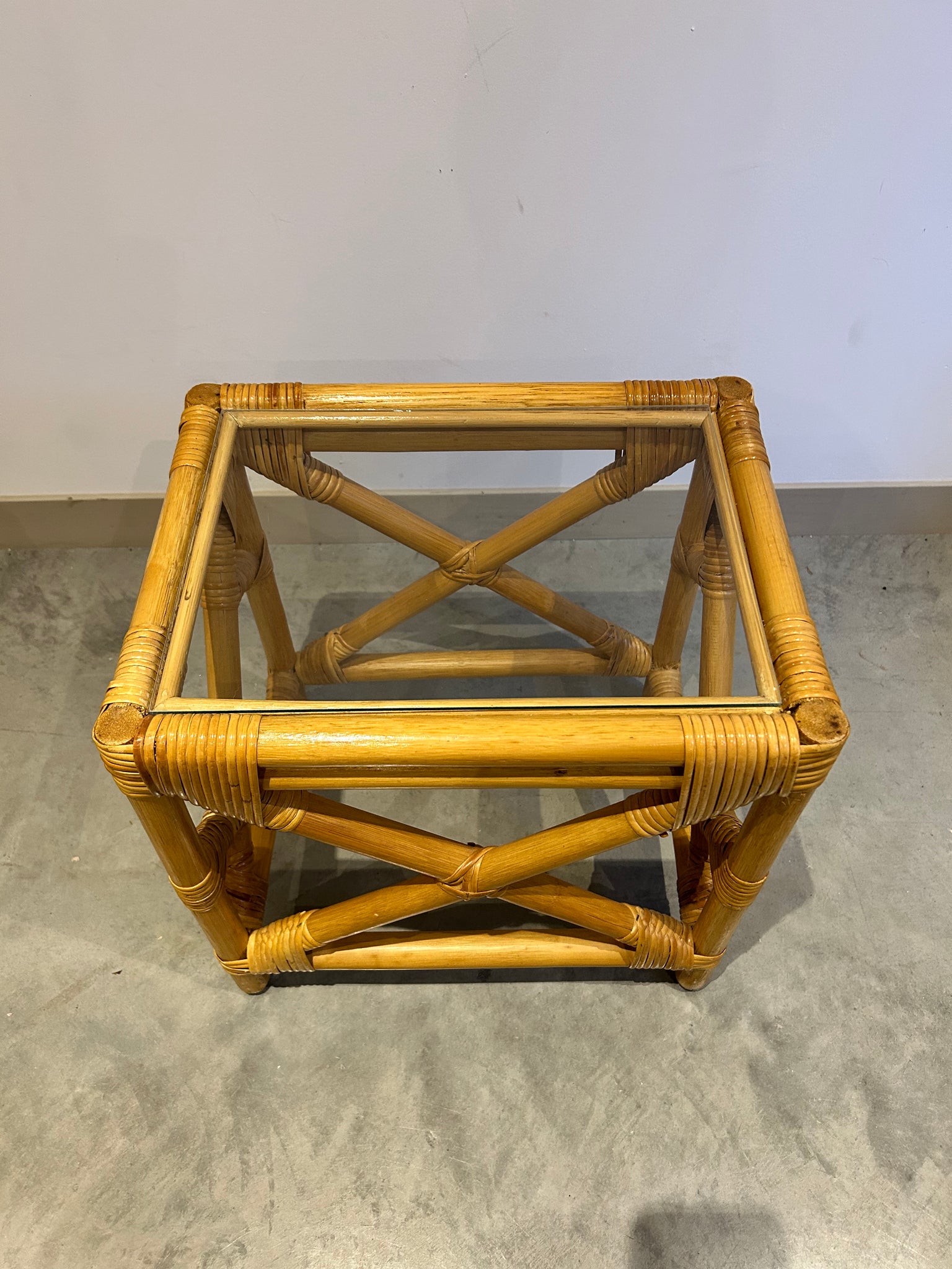 Trio of bamboo nesting side tables