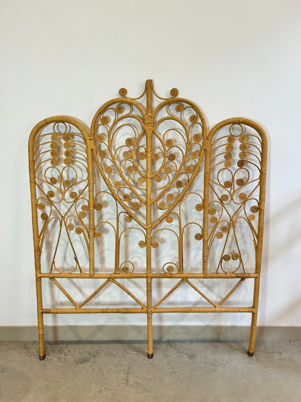Single bed peacock wicker headboard