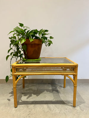 Bamboo & glass side table