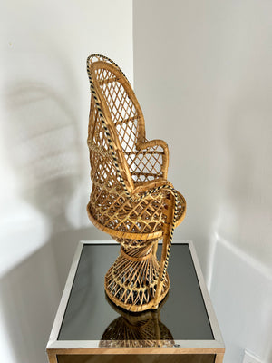 Mini decorative peacock wicker chair