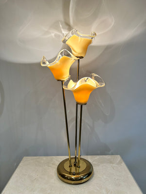 Cream Murano Vetri flowers table and floor lamps