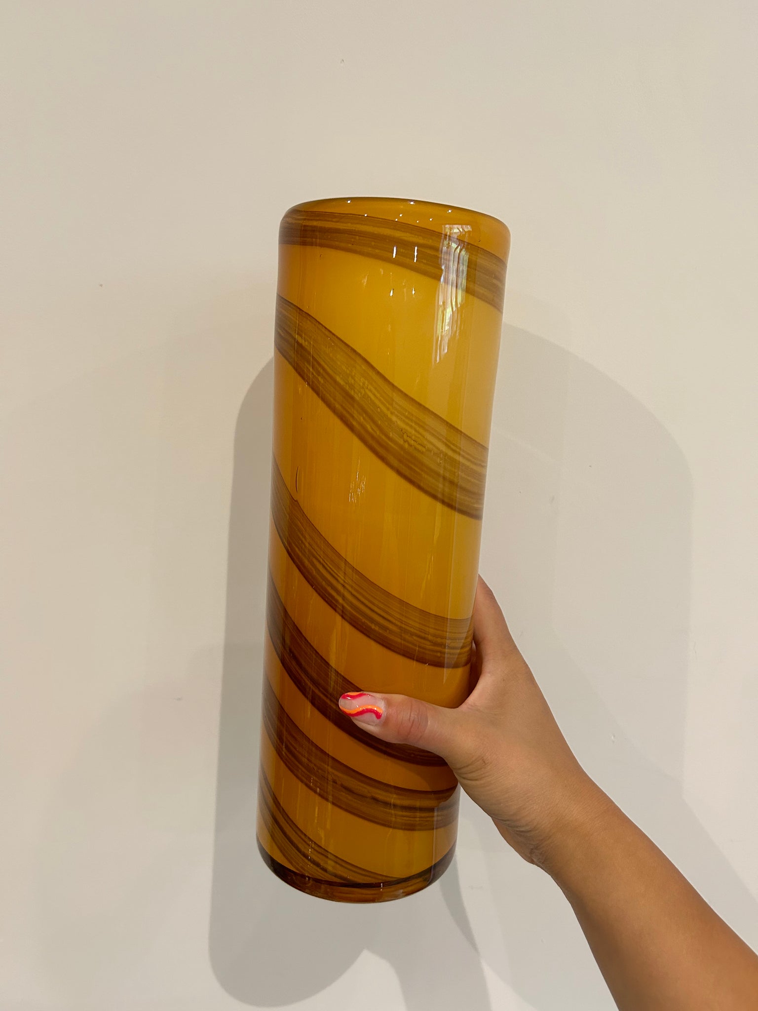Thicc amber Murano style glass vase