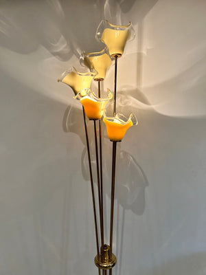 Cream Murano Vetri flowers table and floor lamps