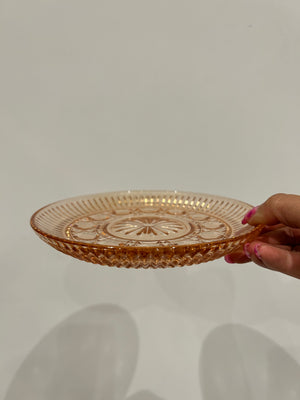 Selection of pink depression glass style glassware part 13