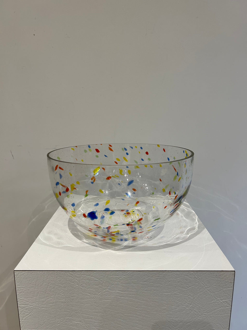 Large colorful confetti glass bowl
