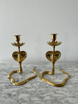 Solid brass cobra candle holders – Turquoise's Treasures