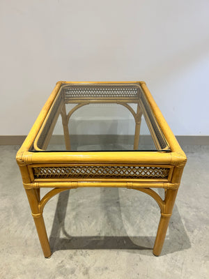 Bamboo & glass side table