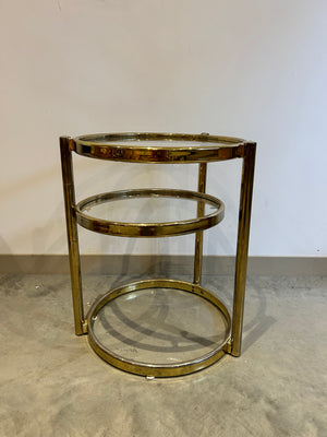 Golden brass & glass swivel side table
