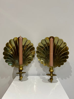 Solid brass seashells wall candle holders