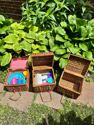 Selection of vintage picnic baskets