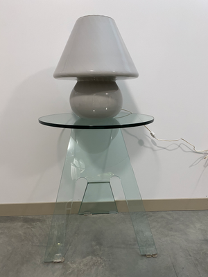 Large grey swirl Murano glass mushroom lamp