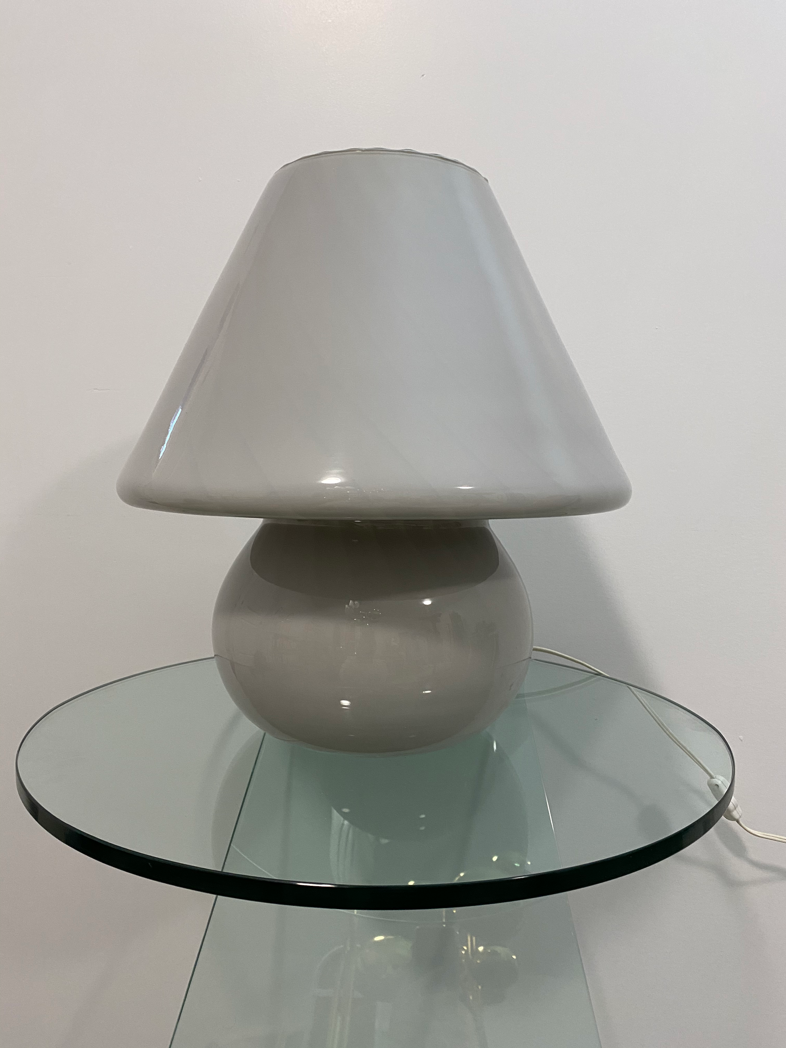 Large grey swirl Murano glass mushroom lamp