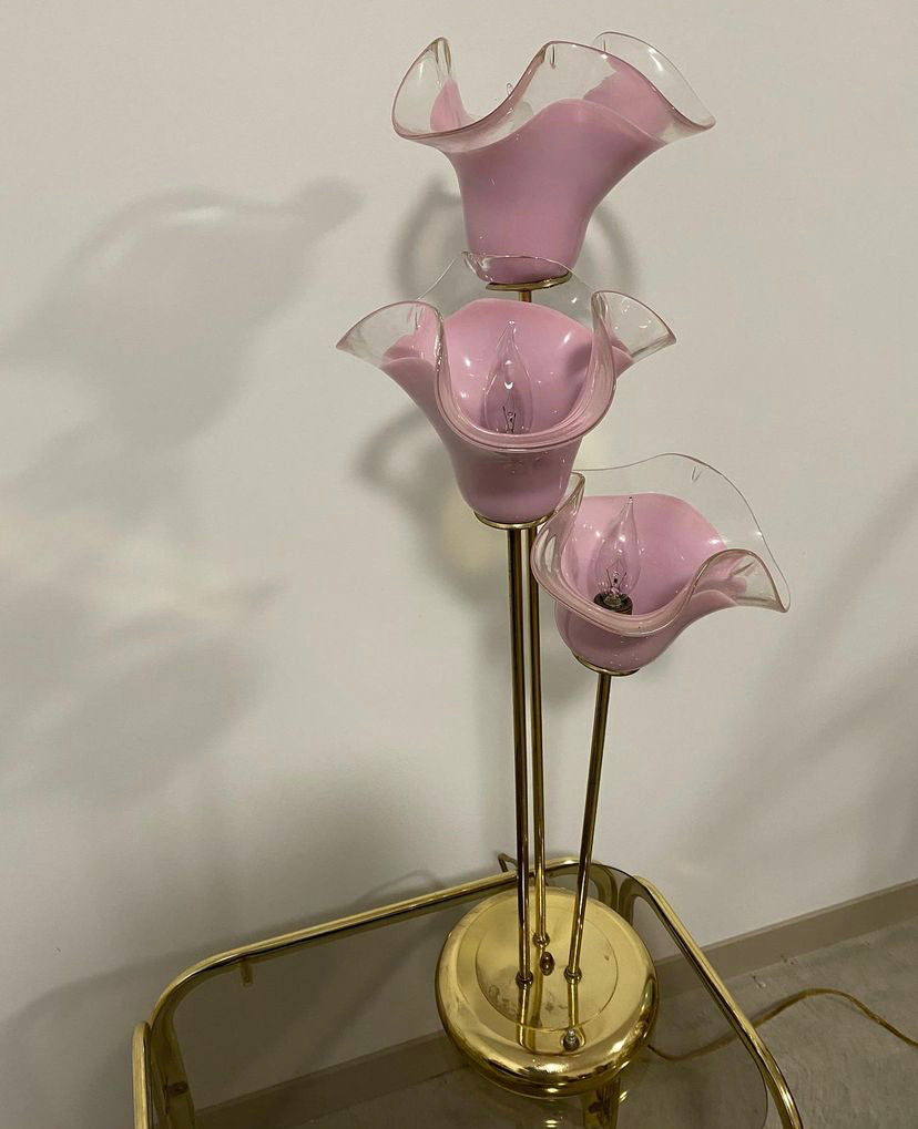 Pink Murano Vetri flowers table & floor lamps