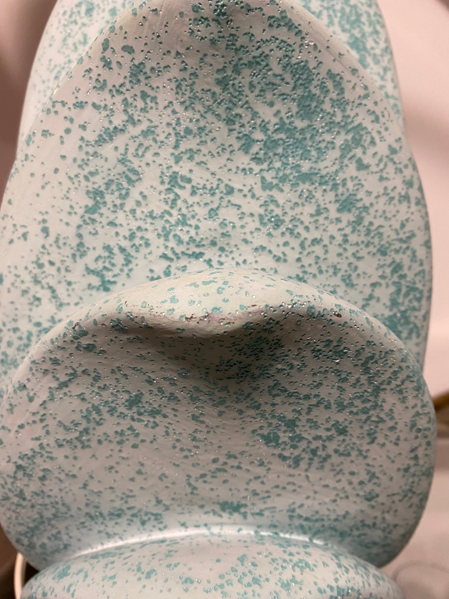 Speckled aqua blue ceramic wave art deco lamps