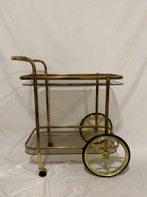 Vintage 80’s golden brass bar cart