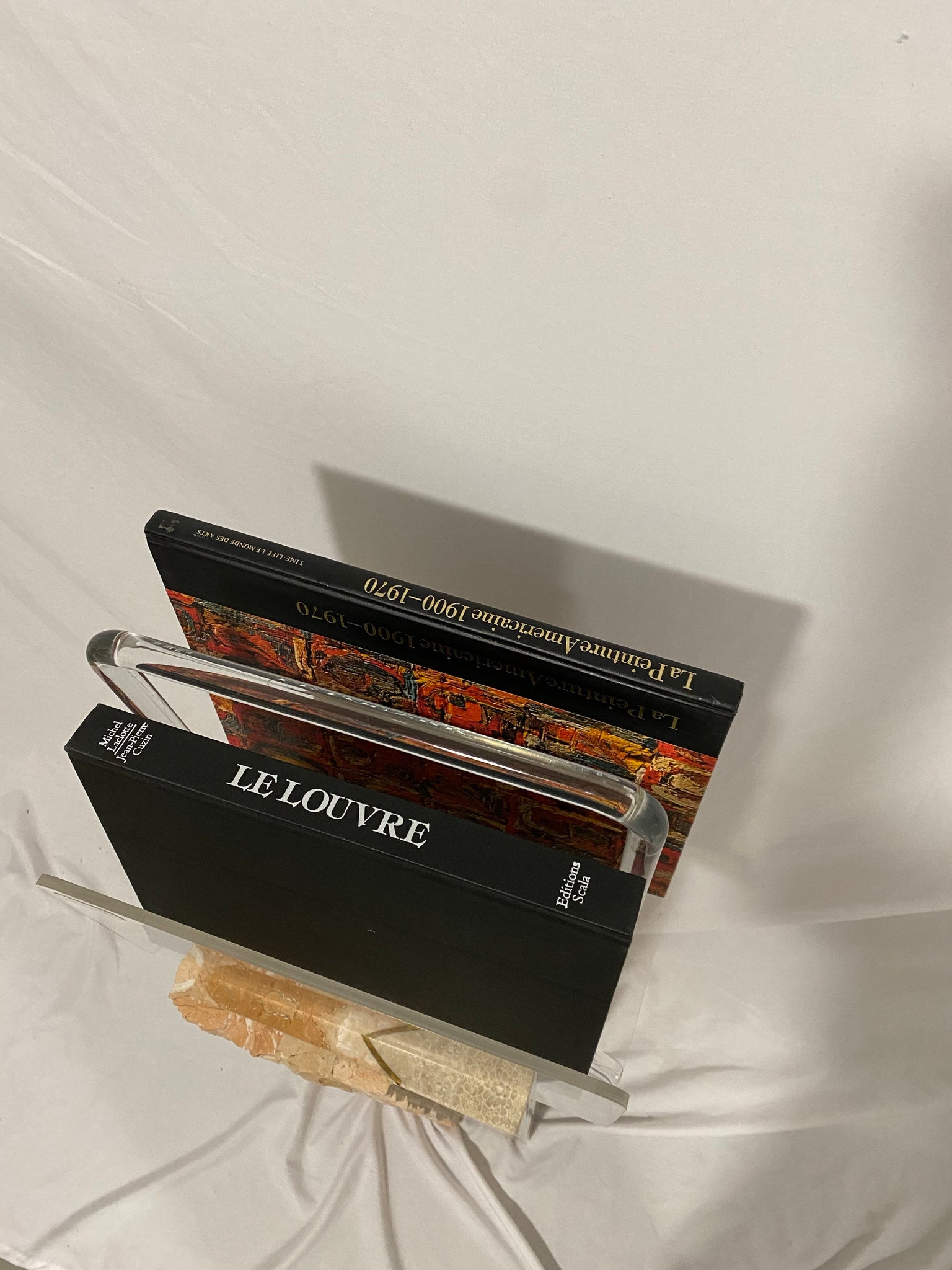 Lucite literature rack, by grainware