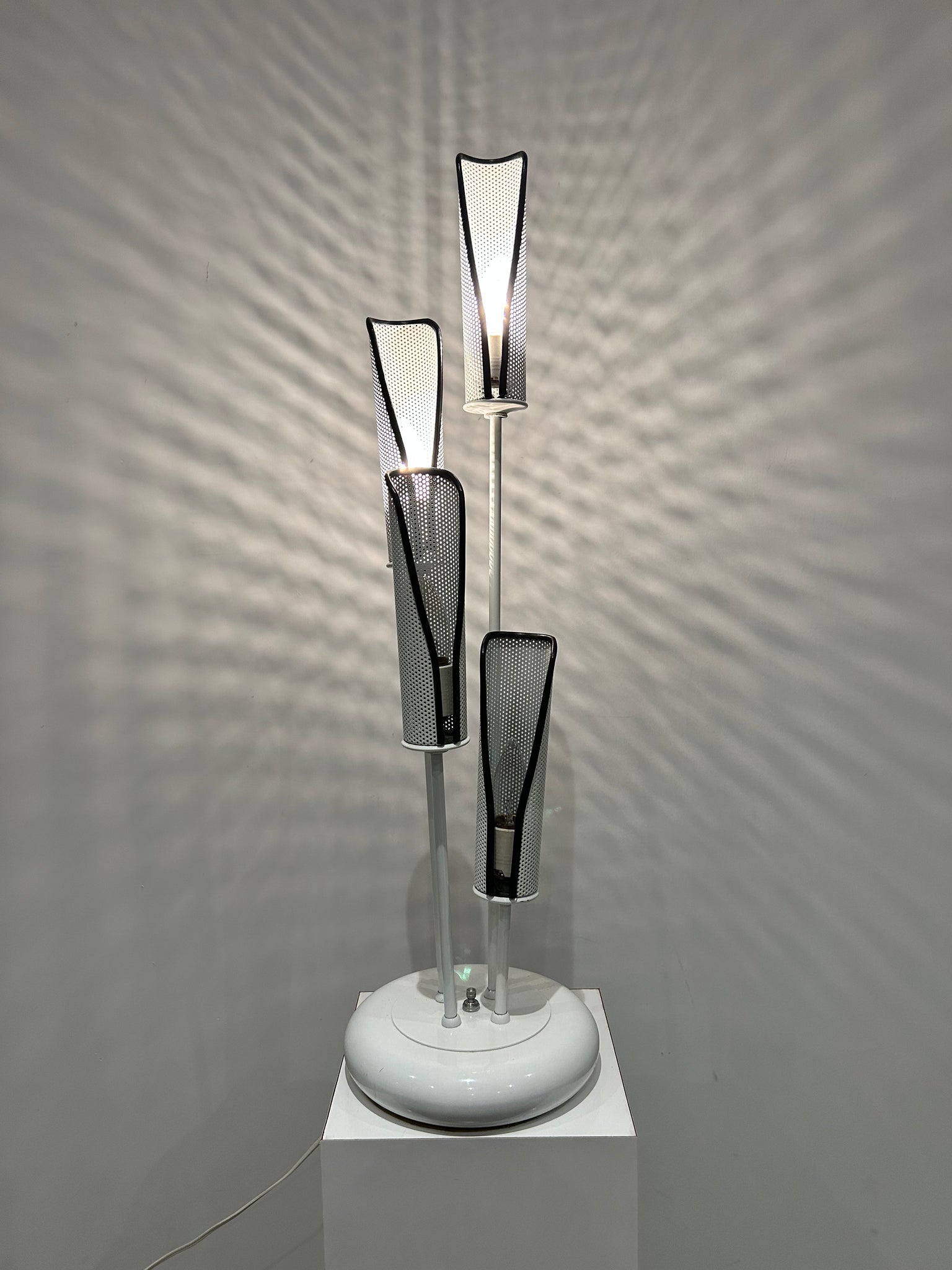 White metal table & floor lamps