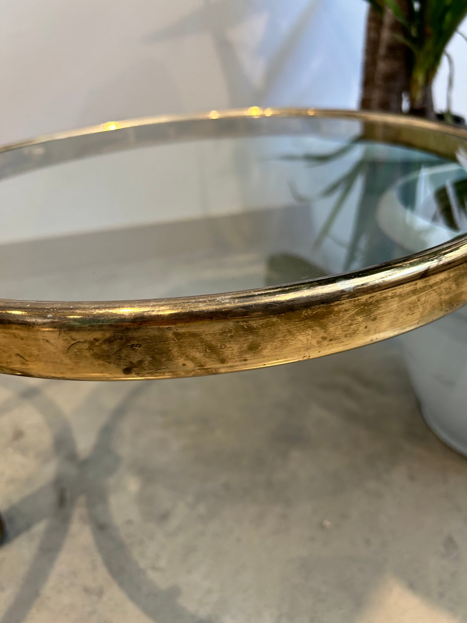 Golden brass swivel coffee table