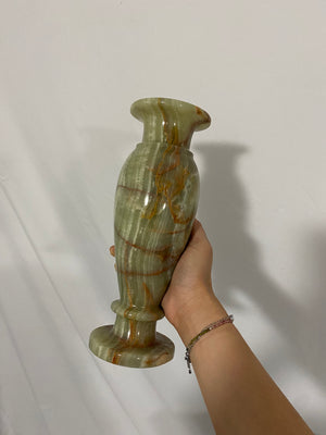 Green marbled stone vase