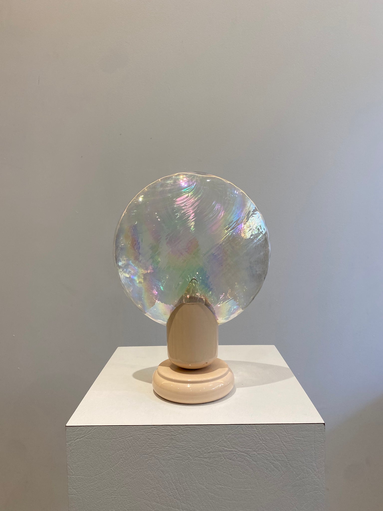 Clear iridescent handblown glass lollipop table lamp