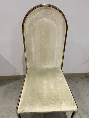 Light green velour & golden brass chairs