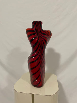 Red zebra glass body vase
