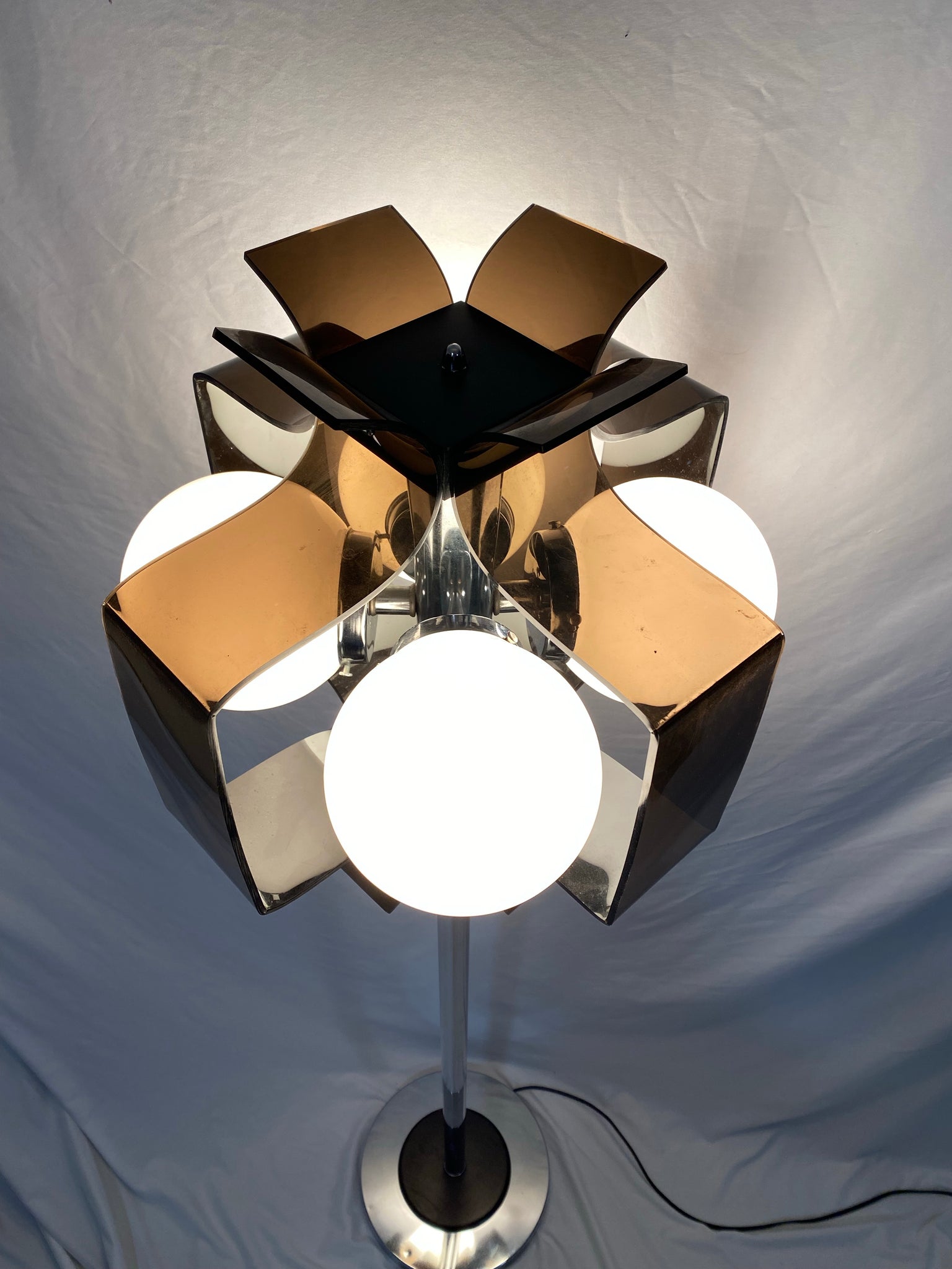 Lucite and chrome MCM Space Age floor lamp