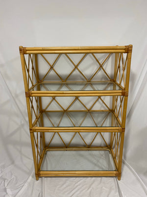 Large bamboo & glass shelf