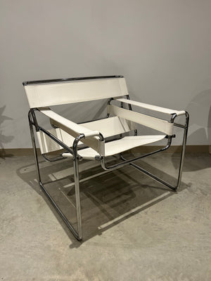 White Marcel Breuer Wassily style chairs