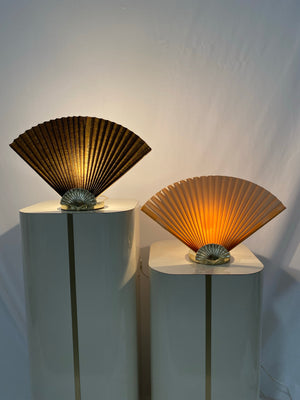 Mcm brass seashell fan lamps