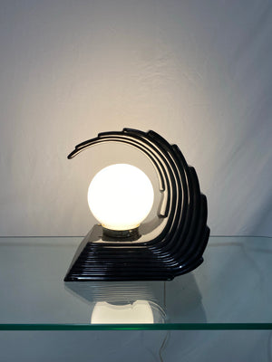 Black ceramic wave art deco lamp