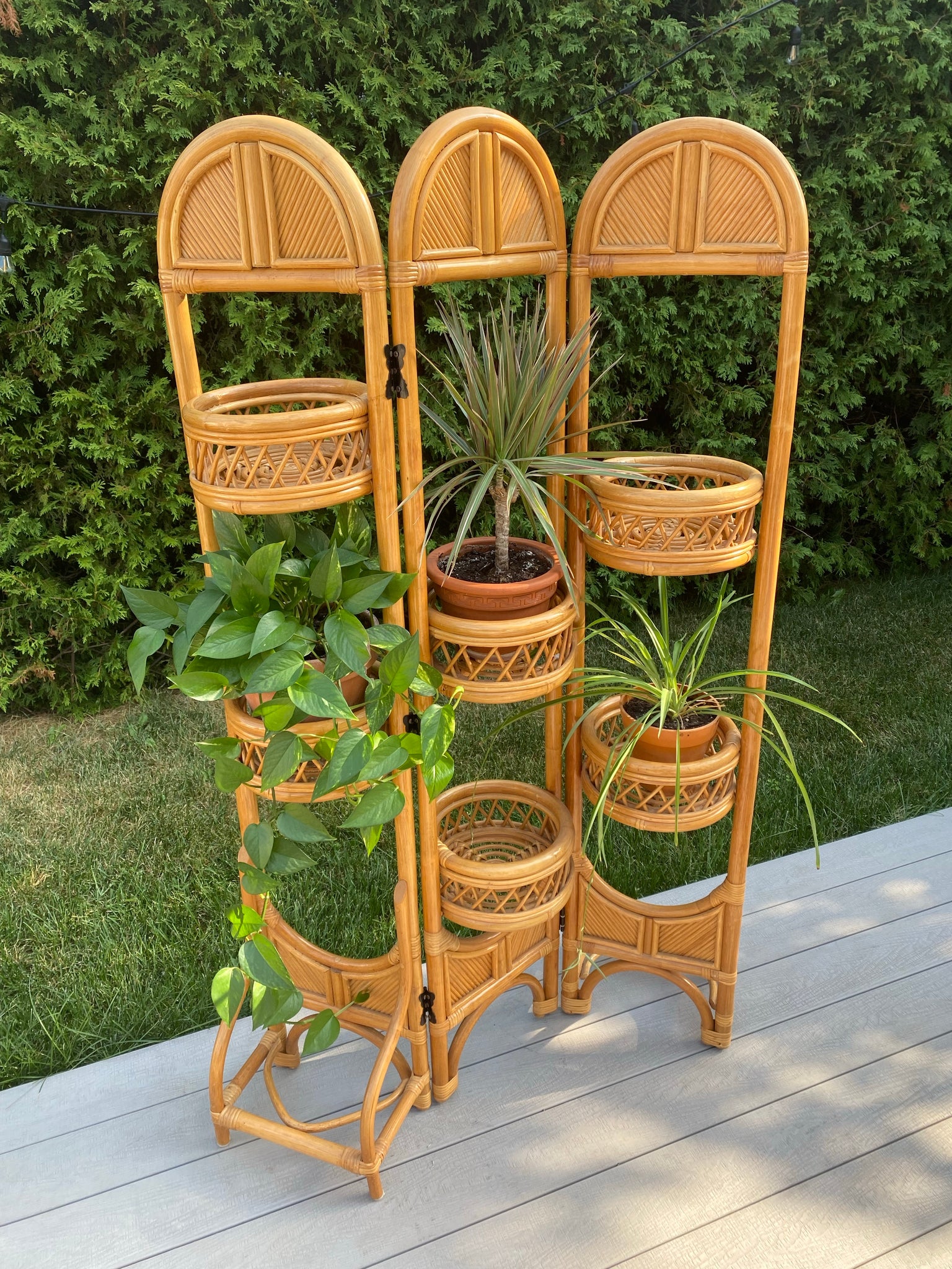 Bamboo paravent with planters