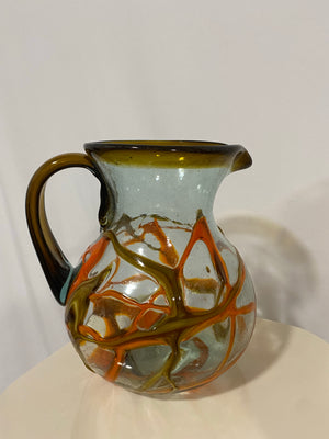Handblown swirly glass pitcher and glasses set