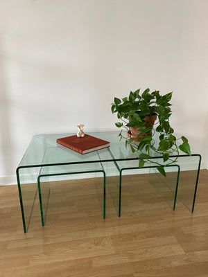 Tempered glass waterfall coffee & side tables