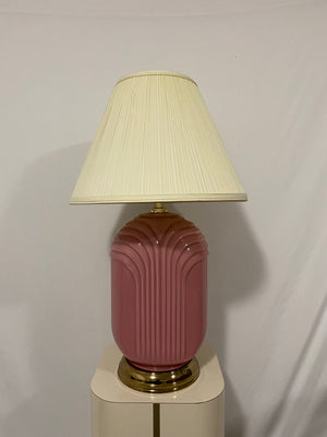 XL pink art deco glass lamp