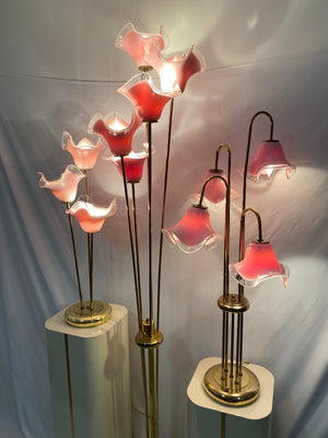 Pink Murano Vetri flowers table & floor lamps