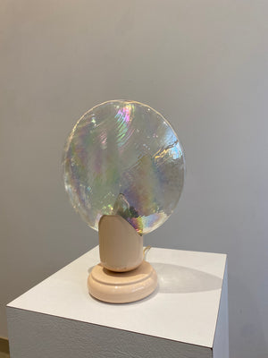 Clear iridescent handblown glass lollipop table lamp