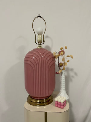 XL pink art deco glass lamp
