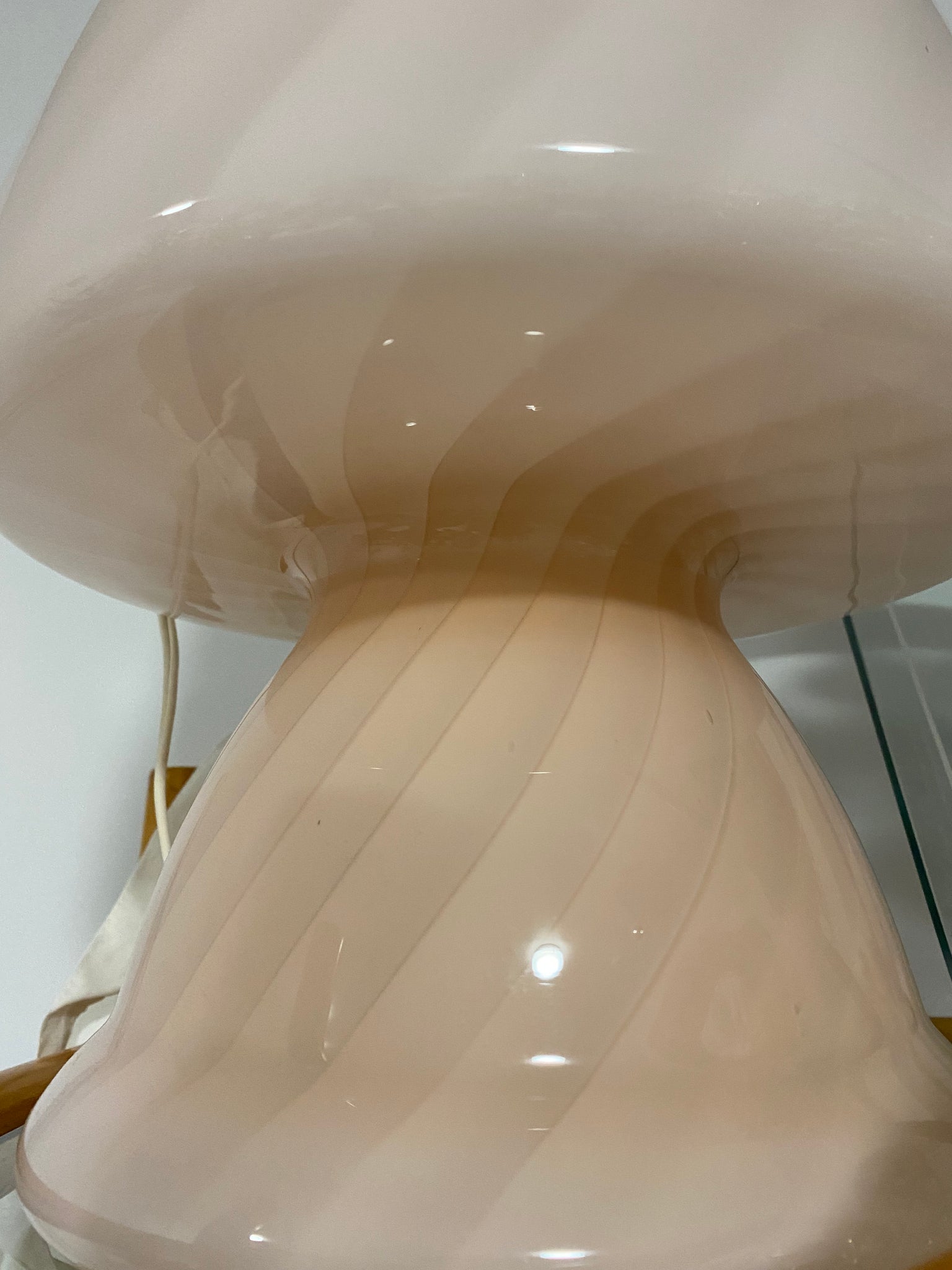 Light pink Murano glass swirl mushroom lamp