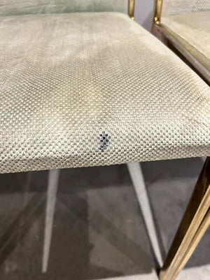 Light green velour & golden brass chairs