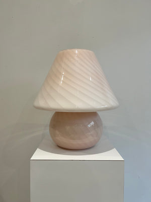 Authentic pink Murano glass swirl mushroom lamps