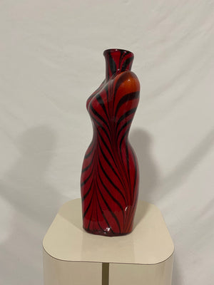 Red zebra glass body vase