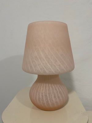 Small frosted pink Murano glass mushroom lamps