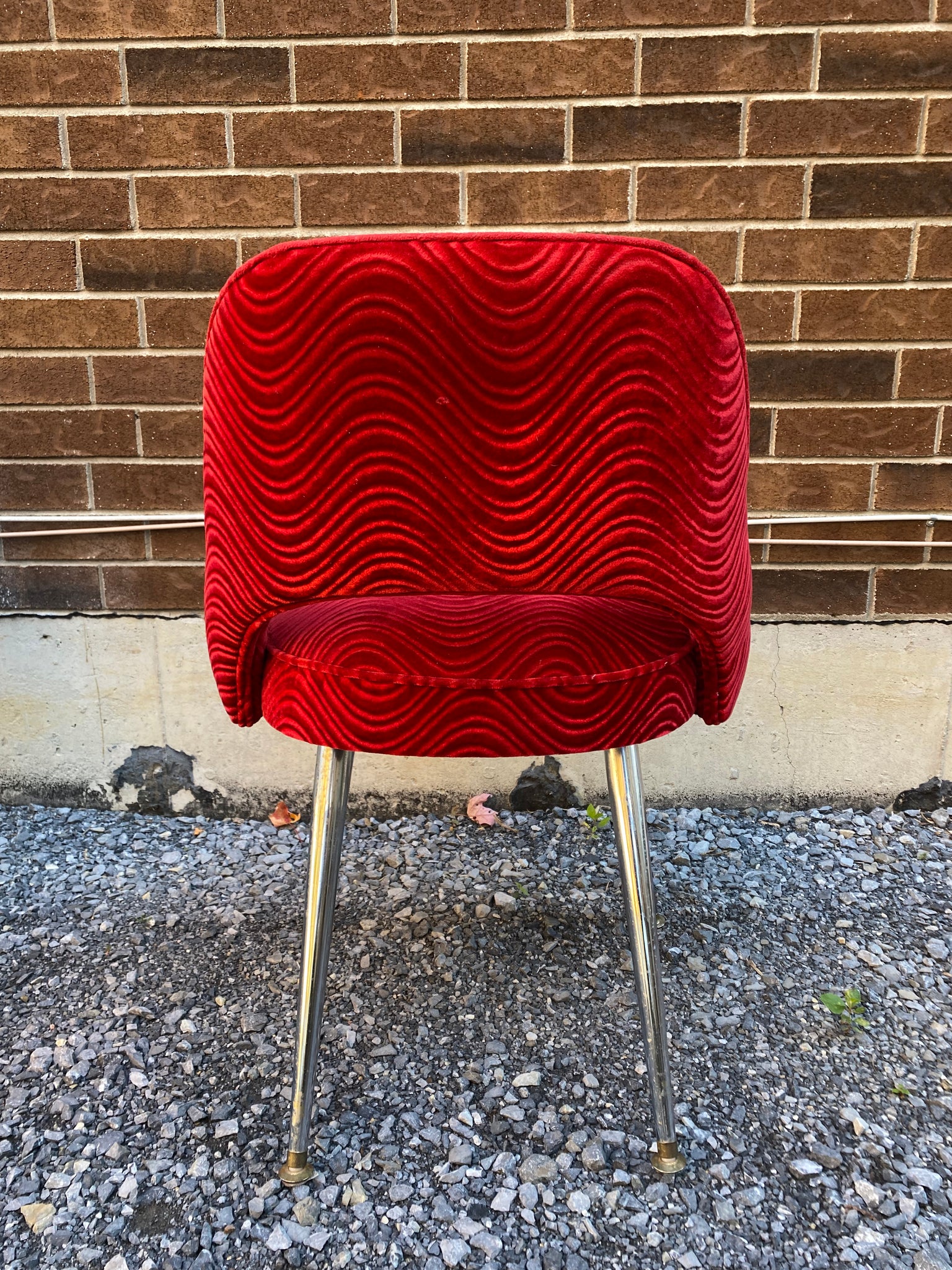 Groovy red velour & chrome chairs